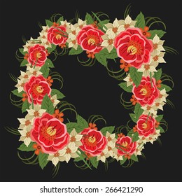 Vector picture with different flowers