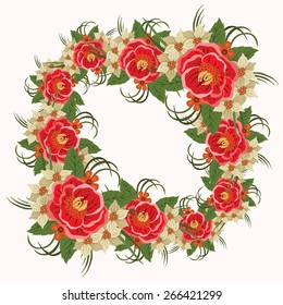 Vector picture with different flowers