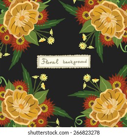 Vector picture with different flowers
