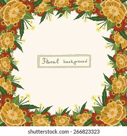 Vector picture with different flowers