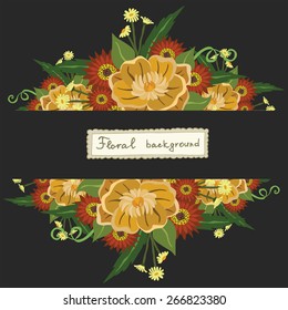 Vector picture with different flowers