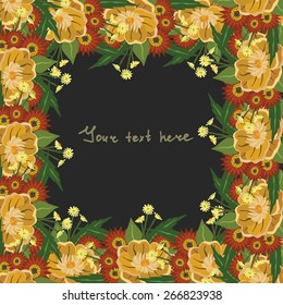 Vector picture with different flowers