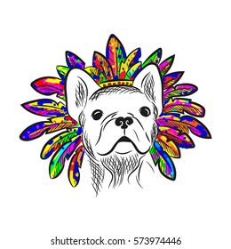 Vector picture dog boho. English bulldog