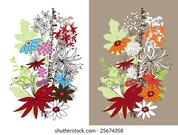 vector picture with drawing flowers