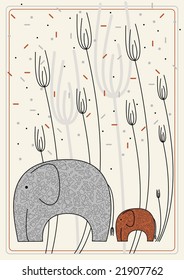 vector picture with elephant