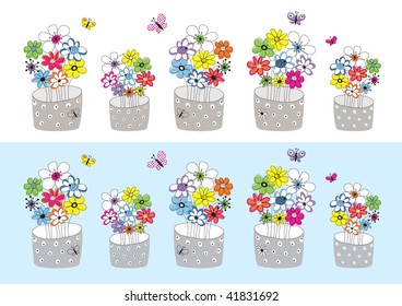 vector picture with flowerpots