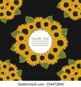 Vector picture with flowers sunflower