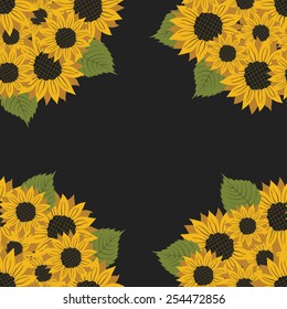Vector picture with flowers sunflower