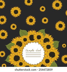 Vector picture with flowers sunflower