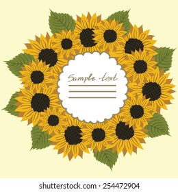 Vector picture with flowers sunflower