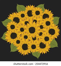 Vector picture with flowers sunflower