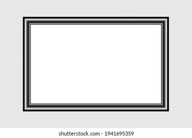 Vector Picture Frame Silver On Gray Background.