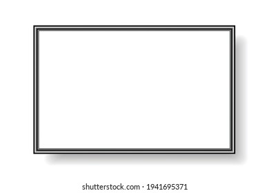Vector Picture Frame Silver On Gray Background.
