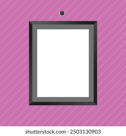 Vector picture frames hanging on pink background. mock up frame photo. Blank frame. realistic photo card
