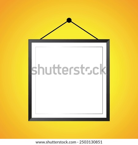Vector picture frames hanging on wall. mock up frame photo. Blank frame. photo frames hanging on yellow wall