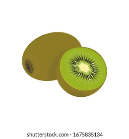 Imagen vectorial: Fruta kiwi fresca cortada 