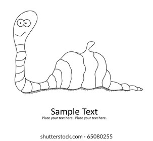 Vector picture of funny worm ate apple