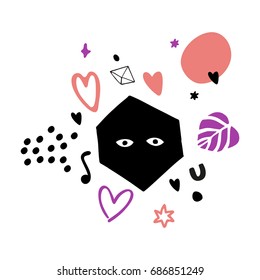 Vector picture with geometric elements. Abstraction. White background.