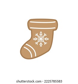 Vector picture of gingerbread stocking isolated on white background.