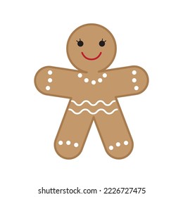 Vector picture of gingerbread woman isolated on white background.