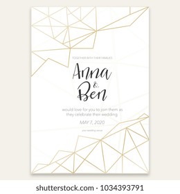 Vector Picture Of Graphic Decorative Invitation For Wedding With Geometric Design. 