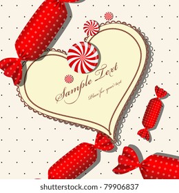 Vector picture with heart frame and candies