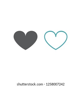 Vector picture of heart. Set of vector icons. Flat design. Monohrome