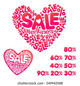 Vector picture with hearts. Illustration of love, romantic theme, the picture for the poster showcases selling Valentine's Day, a special offer, a percentage of the sale.