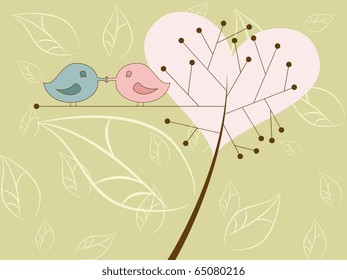 Vector picture of kissing birds