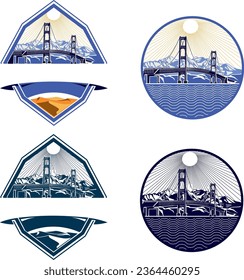 vector picture of a landscape with a bridge. can be used as a logo. Illustration