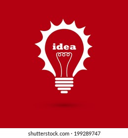 vector picture of a lightbulb with idea text in the middle, creative business inspiration concept