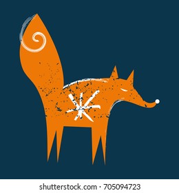 Vector picture, little funny fox. Label, poster, postcard, print for clothes and other, element for design.