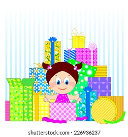 vector picture with lots of gifts