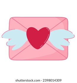 vector picture of a love letter in a Valentines day envelope