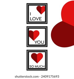 Vektorbild, das ich dich so sehr liebe, in schwarzem Rahmen