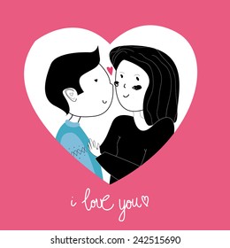 Vector picture with lovely couple in heart.