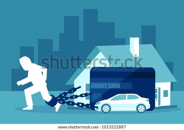 Vector picture of man having troubles with mortgage and\
financial debts. 