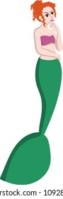 A vector picture of a mermaid suitable for printing on t-shirts, stickers or to be used a a part of a project.