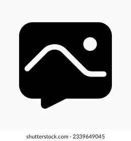 Icono de mensaje de imagen vectorial. Fondo blanco y negro. Perfecto para aplicaciones e interfaces web, infografías, presentaciones, marketing, etc.