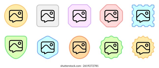 Icono de mensaje de imagen de Vector. Perfecto para interfaces de App y Web, infografías, presentaciones, marketing, etc.