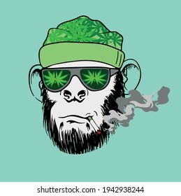 mono de imagen vectorial y cannabis. impresión para textiles 