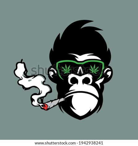 vector picture monkey and cannabis. print for textiles 