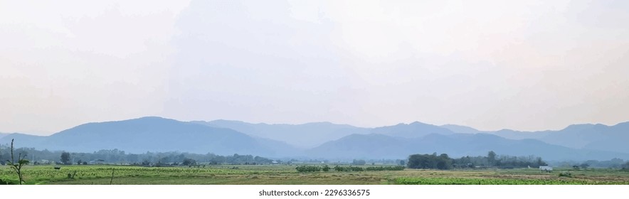 vector picture of mountain and sky view at khao kho thailand