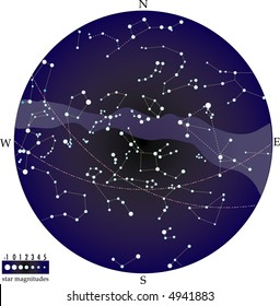 vector picture of the north sky in september with star magnitudes