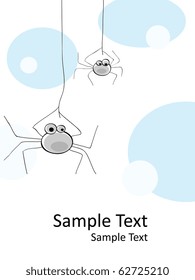 Vector picture of pattern with two cute spiders.