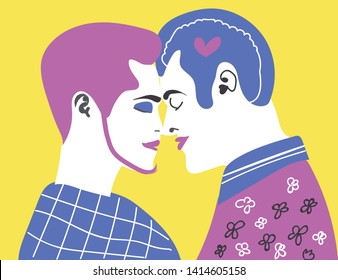 Vector picture of people in love. Genderqeer.