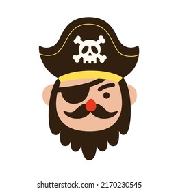 Vector picture of pirate isolated on white background.