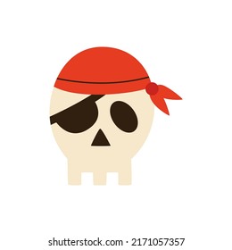 Vector picture of pirate skull isolated on white background.