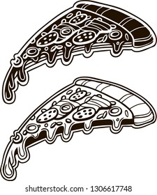 Vector picture of pizza in 2 variants.