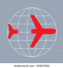 vector picture of a plane that crashes from accidents or from terrorist attacks. The plane on the background of the globe, fly, air, plane,
